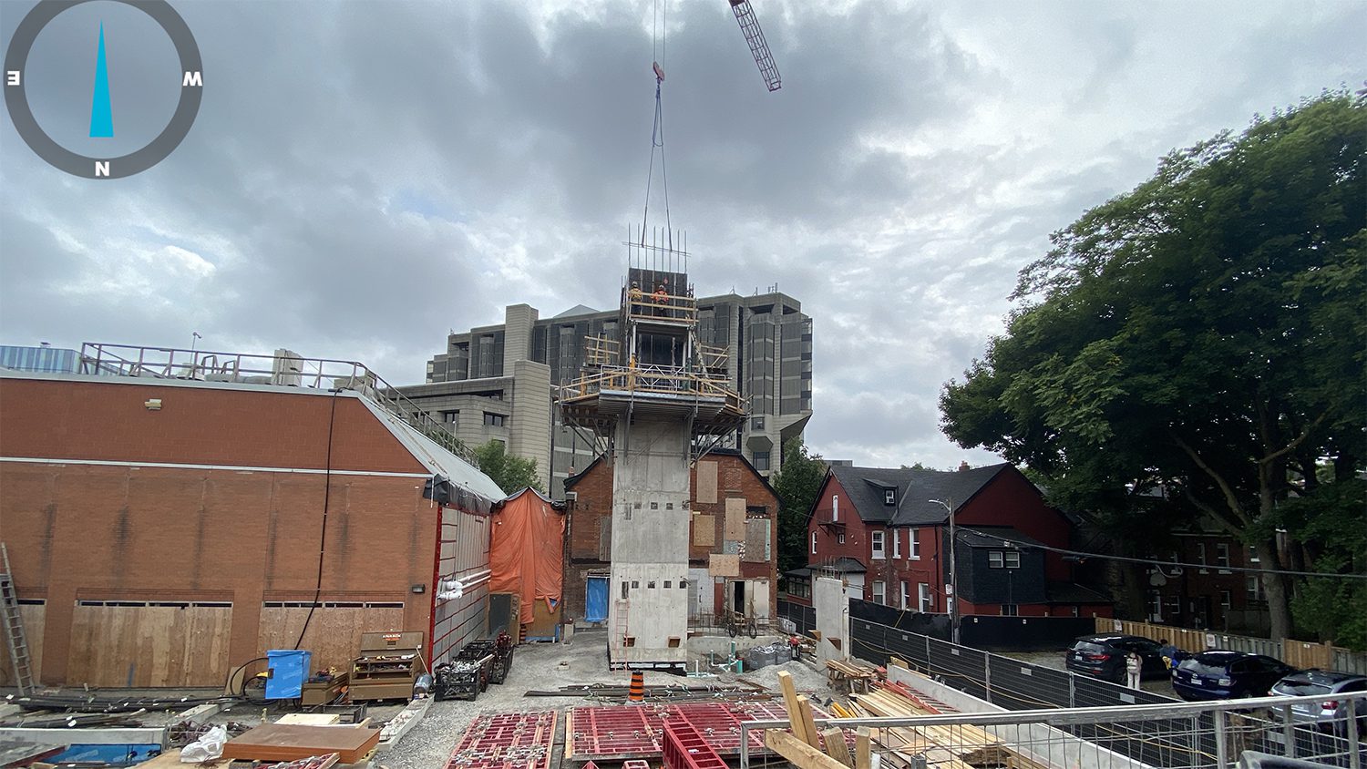 South-facing view of construction site