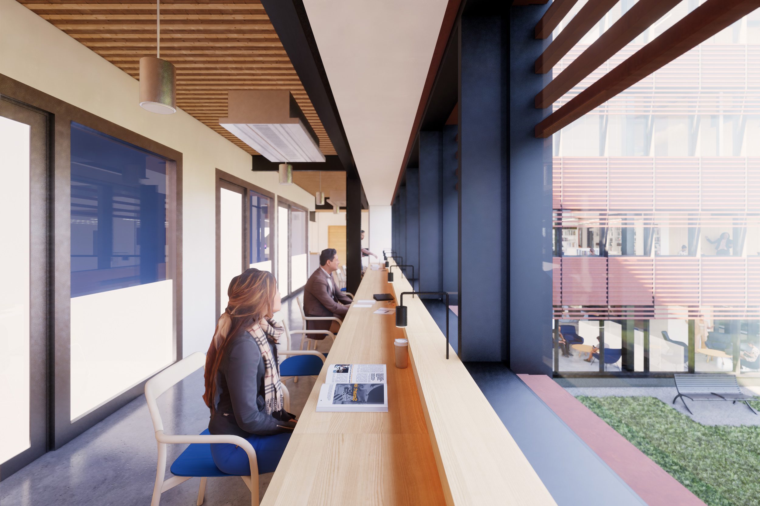 Second-floor Study Bar facing West (by Montgomery Sisam Architects)